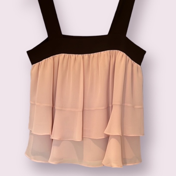 BCBGMaxAzria Women’s Chiffon Flowy Layered Square Tank Top in Pink/Black, XXS - Picture 11 of 11